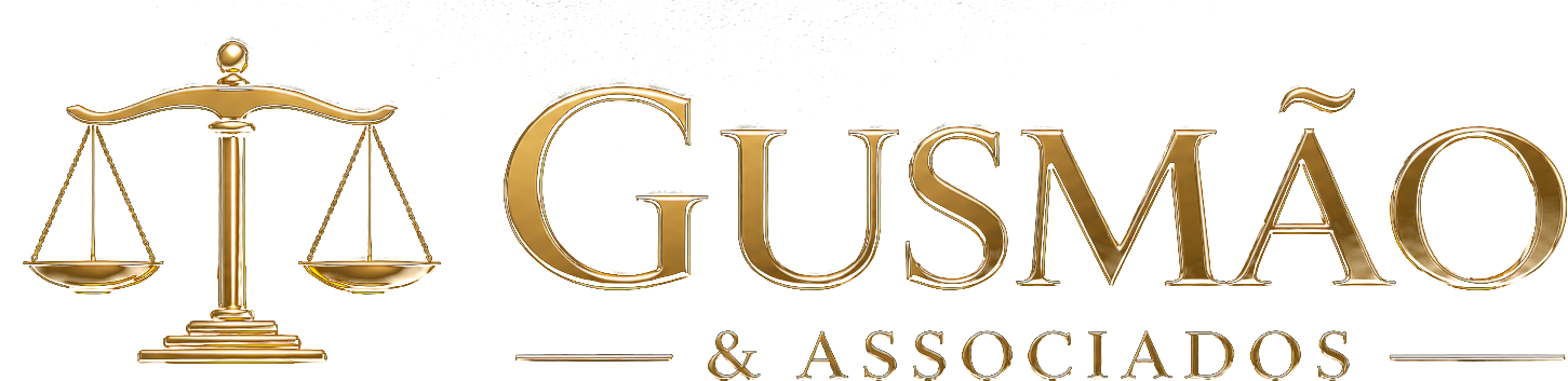 Logotipo Gusmão & Associados — balança da justiça dourada