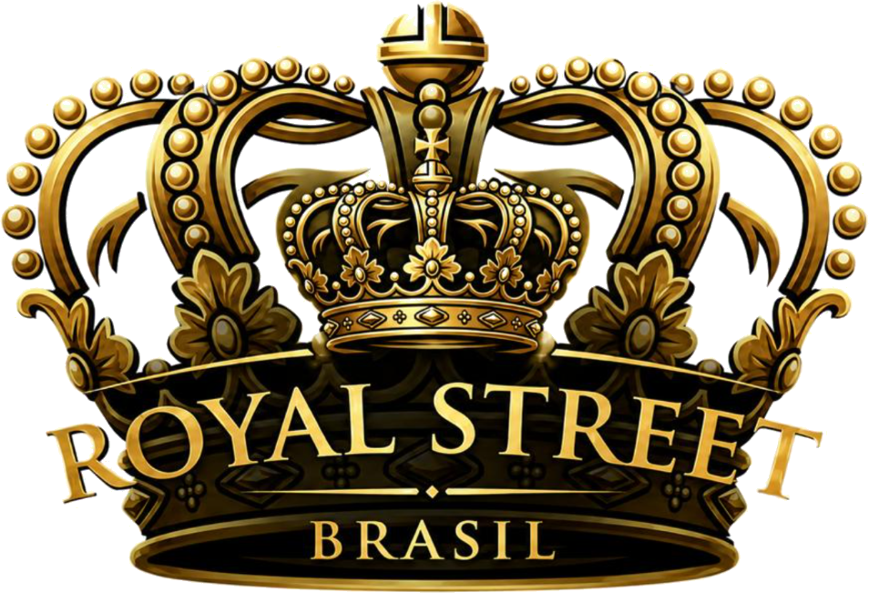 Logotipo Royal Street Brasil — leão dourado coroado com cetro